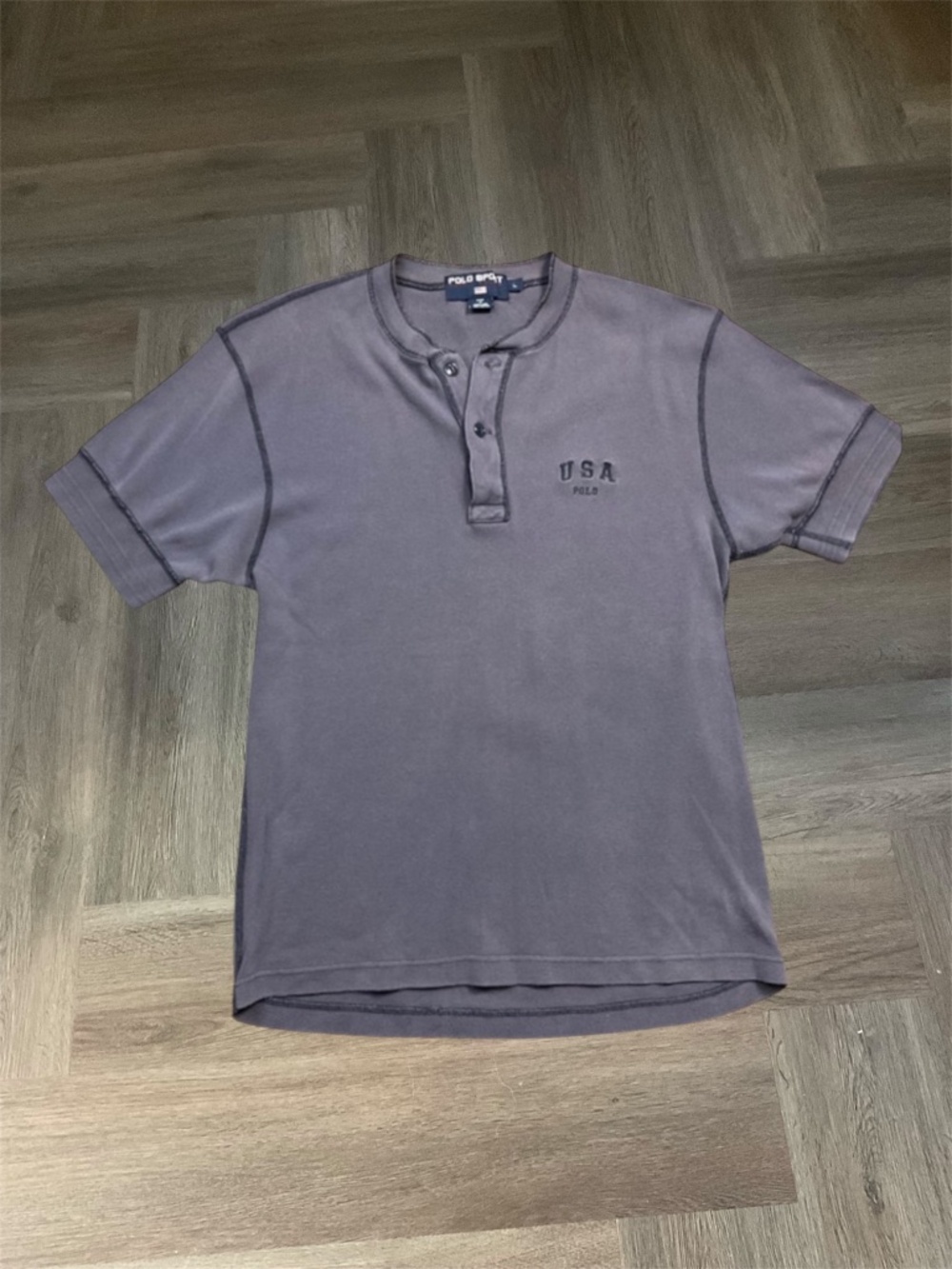 Vintage Polo Sport Ralph Lauren Henley Shirt Mens Large Eggplant Purple Logo 90s